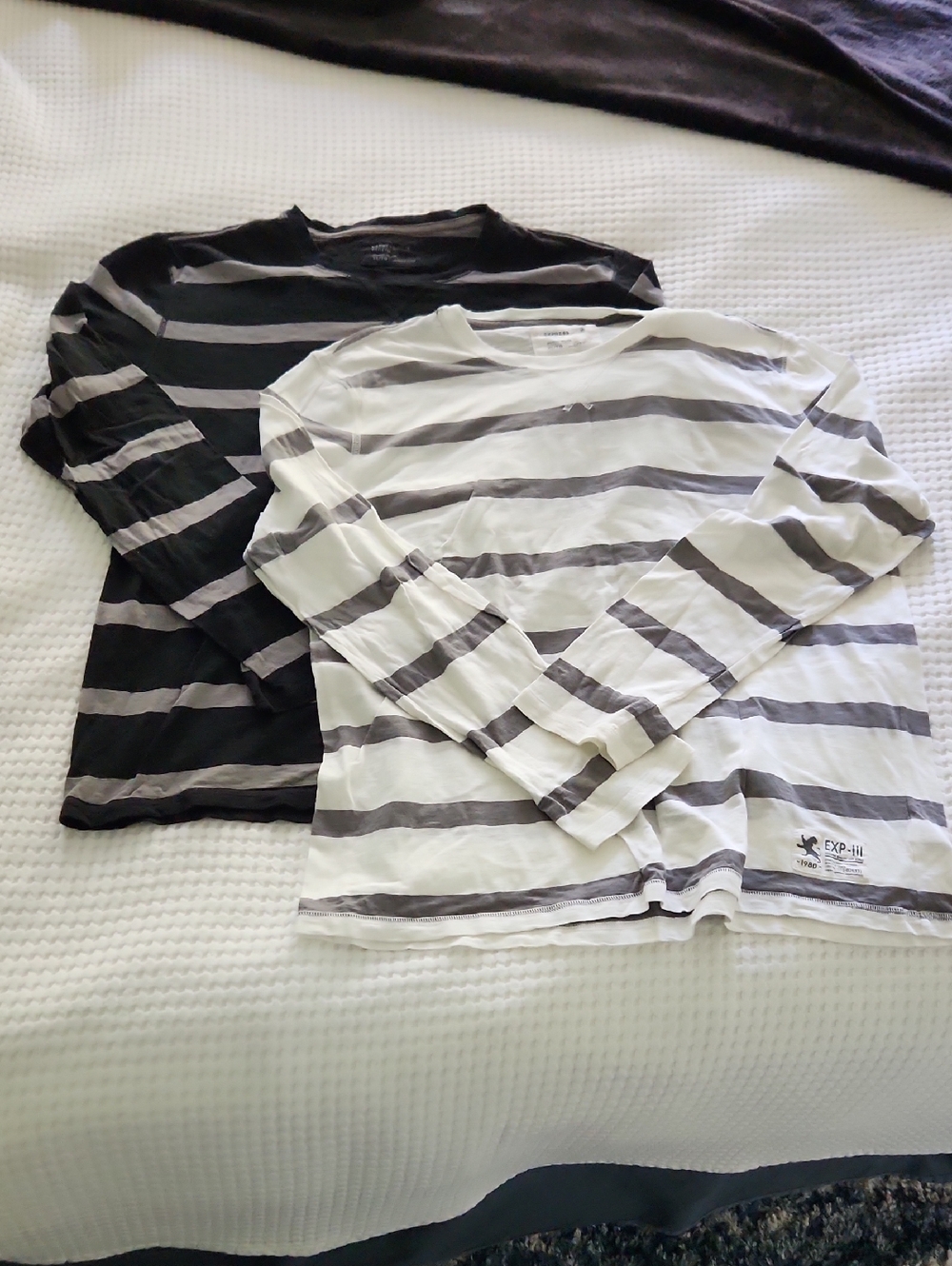 Express Striped Long Sleeve Fitted Crewneck Pair